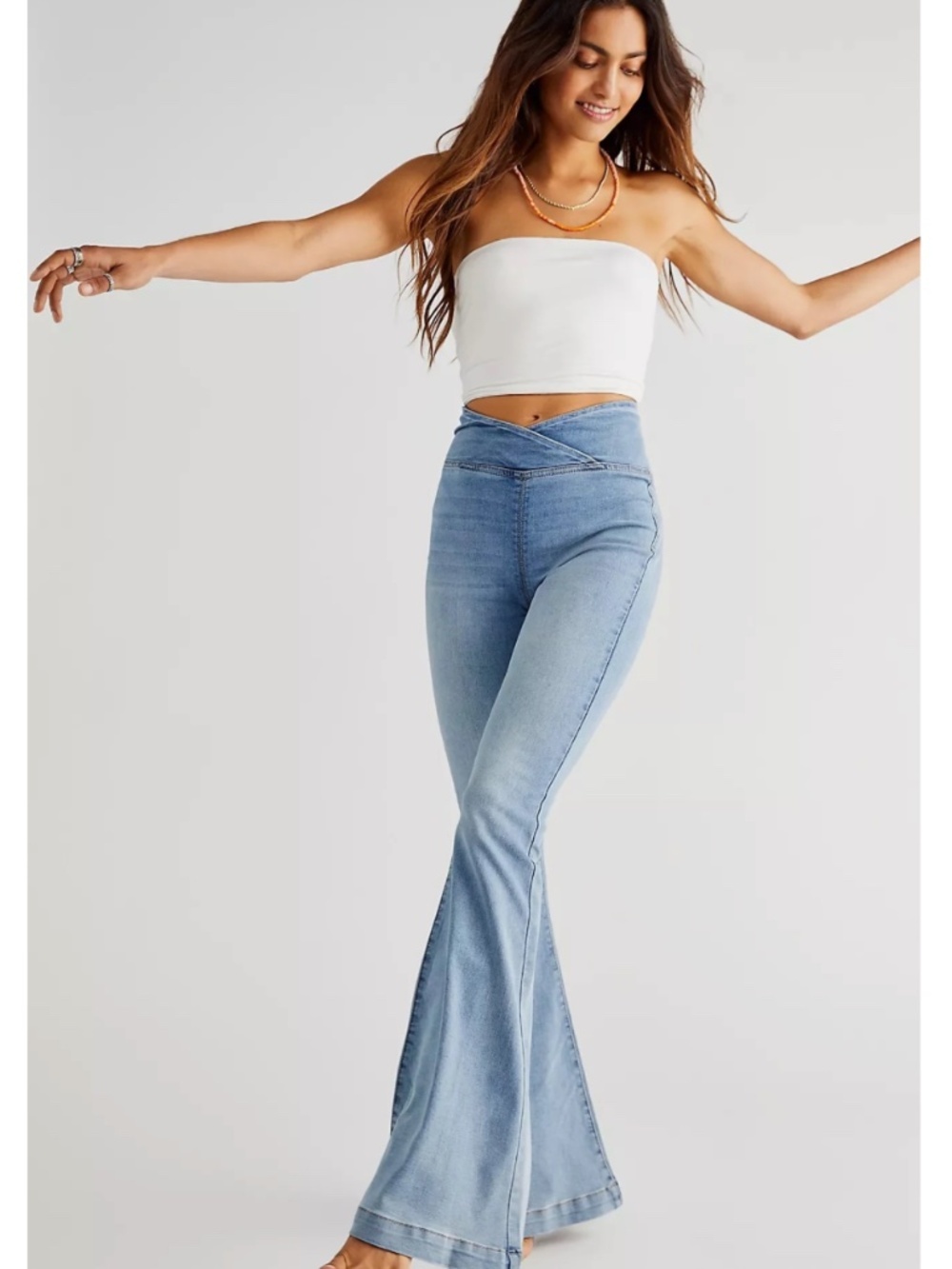 We The Free Venice Beach High Rise Flare 70's Boho Jeans Denim Size 32